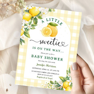 Invitation Fête de bébé au citron jaune Genre Neutre