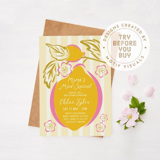 Invitation Fête de Bébé au Citron Mama's Main Squeeze