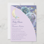 Invitation Fête de bébé au clair de lune lavande violet écrit (Devant)
