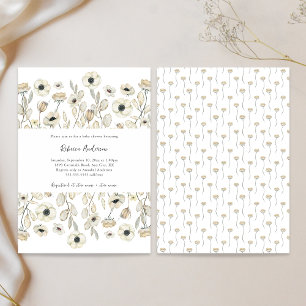 Invitation Fête de bébé au genre neutre avec aquarelle blanch