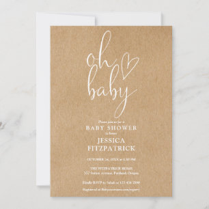 Invitation Fête de bébé au genre neutre Oh Baby Rustique Kraf