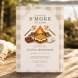 Invitation Fête de bébé au gingham neutre S'more à aimer