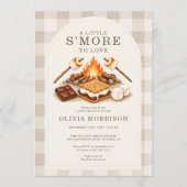 Invitation Fête de bébé au gingham neutre S'more à aimer (Devant)