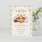 Invitation Fête de bébé au gingham neutre S'more à aimer (Debout devant)