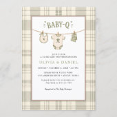 Invitation Fête de bébé au gingham vert sauge Cozy BBQ (Devant)