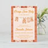 Invitation Fête de bébé au jean orange (Debout devant)