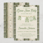 Invitation Fête de Bébé au Jean Vert Sauge (Devant / Derrière)