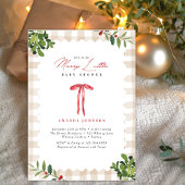 Invitation Fête de Bébé au Petit Ruban Rouge Gingham