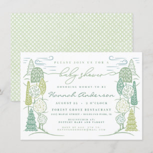 Invitation Fête de Bébé au Sommet des Arbres Genre Neutre Ver