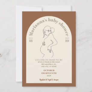 Invitation Fête de bébé au style bohème marron neutre en dess
