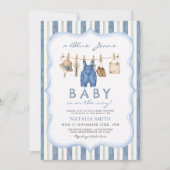 Invitation Fête de bébé au style de jeans bleus Corbeille de (Devant)