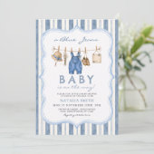 Invitation Fête de bébé au style de jeans bleus Corbeille de (Debout devant)