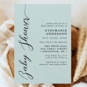 Invitation Fête de Bébé au Style Moderne Simple Menthe Pastel