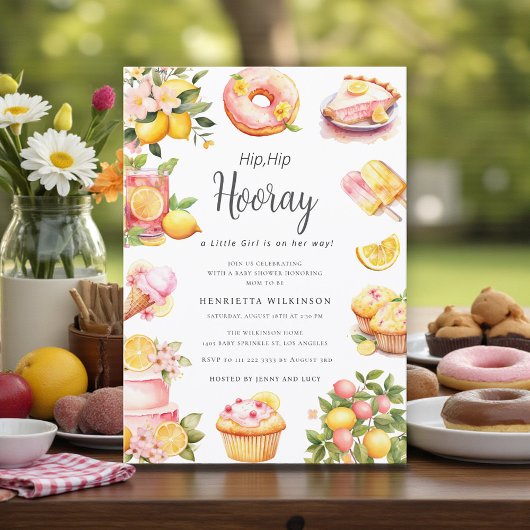 Invitation Fête de Bébé au Thème de Limonade à l'Aquarelle