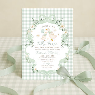 Invitation Fête de bébé au thème de l'oie folle de couleur ve