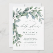 Invitation Fête de bébé au thème de verdure d'eucalyptus (Devant)