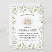 Invitation Fête de bébé au thème d'eucalyptus aquarelle pour  (Devant)