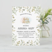 Invitation Fête de bébé au thème d'eucalyptus aquarelle pour  (Debout devant)