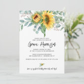 Invitation Fête de bébé au tournesol rustique et verdure d'eu (Debout devant)