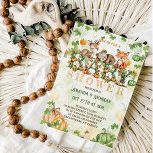 Invitation Fête de bébé automnale avec des animaux de la forê