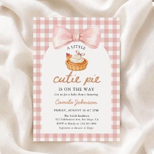 Invitation Fête de bébé automnale Bébé gâteau au ruban rose