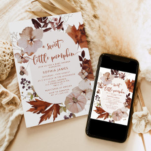 Invitation Fête de bébé automnale Boho citrouille