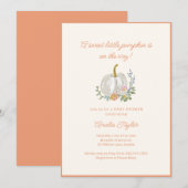Invitation Fête de bébé automnale Fleurs aquarelle Corail pêc (Devant / Derrière)