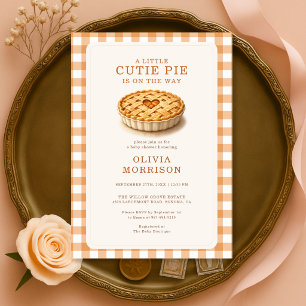 Invitation Fête de Bébé Automne Gingham Cutie Pie