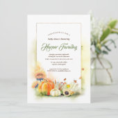 Invitation Fête de Bébé Automne Rustique Citrouille Soleil (Debout devant)