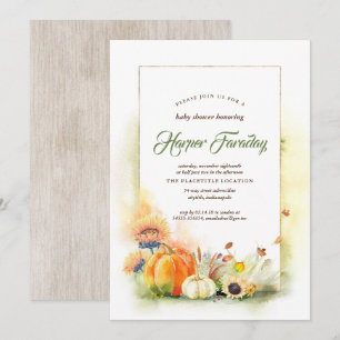 Invitation Fête de Bébé Automne Rustique Citrouille Soleil