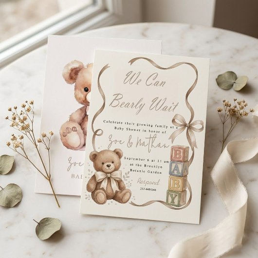 Invitation Fête de Bébé aux Blocs de Nounours