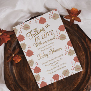 Invitation Fête de Bébé aux Feuilles Simples Automnales Neutr