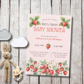 Invitation Fête de Bébé aux Fraises Douce 