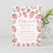 Invitation Fête de bébé aux fraises douce comme un Berry (Debout devant)