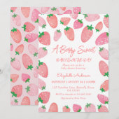 Invitation Fête de bébé aux fraises douce comme un Berry (Devant / Derrière)