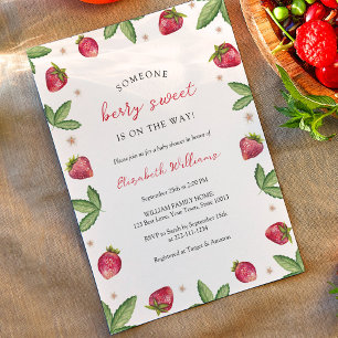 Invitation Fête de Bébé aux Fraises Douces