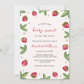Invitation Fête de Bébé aux Fraises Douces (Devant)