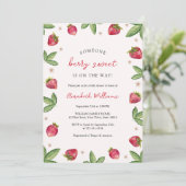 Invitation Fête de Bébé aux Fraises Douces (Debout devant)