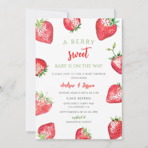 Invitation Fête de bébé aux fraises sucrées