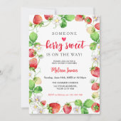 Invitation Fête de Bébé aux Fraises Sucrées (Devant)