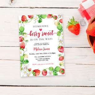 Invitation Fête de Bébé aux Fraises Sucrées