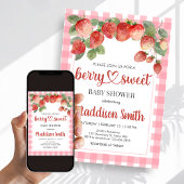 Invitation Fête de Bébé aux Fraises Sucrées