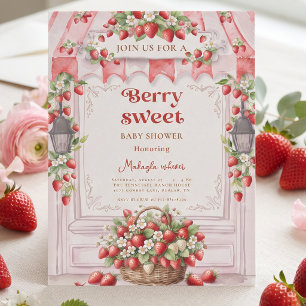 Invitation Fête de Bébé aux Fraises Sucrées
