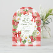 Invitation Fête de Bébé aux Fraises Sucrées (Debout devant)