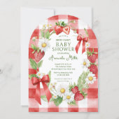 Invitation Fête de Bébé aux Fraises Sucrées (Devant)