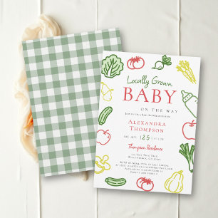 Invitation Fête de Bébé aux Légumes de Ferme Cultivés Localem