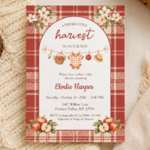 Invitation Fête de bébé aux pommes Floral Frais Récolte Rusti