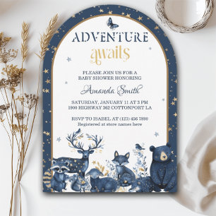 Invitation Fête de Bébé Aventure Animaux de Nuit Magie des Bo