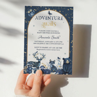 Invitation Fête de Bébé Aventure Animaux Mignons de la Forêt