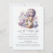 Invitation Fête de bébé aventure Chiot en montgolfière (Devant)